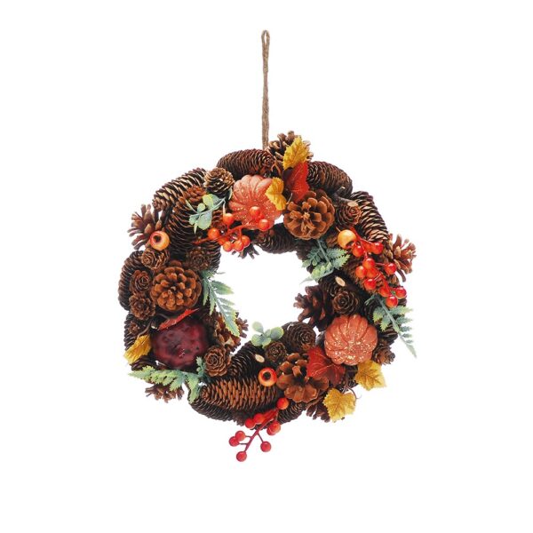 Autumnal Pumpkin Leaf Wreath – 30cm