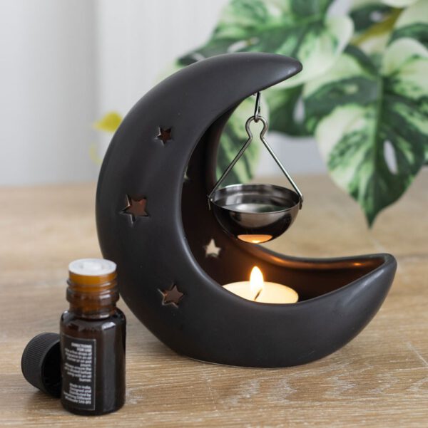 Black Crescent Moon Hanging Oil Burner & Wax Melt Burner