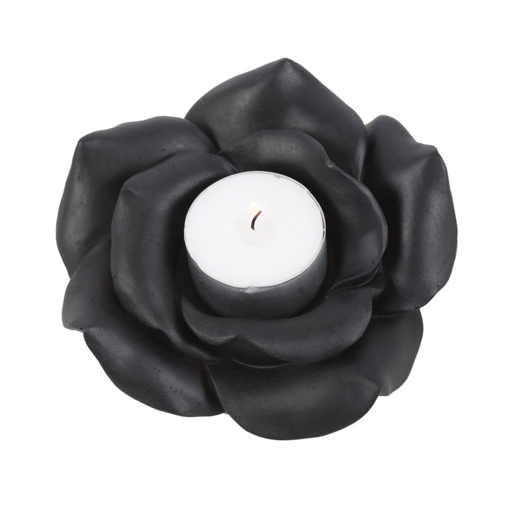 Black Rose Resin Tea Light Holder
