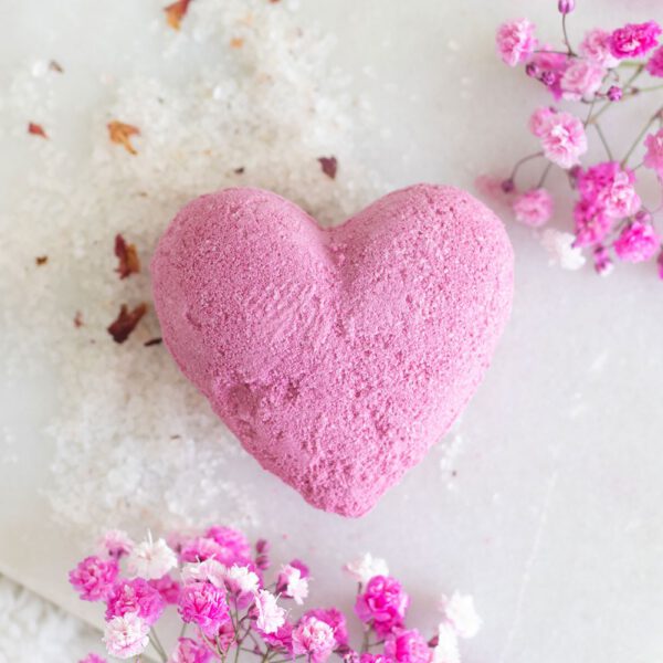 Love Yourself Heart-Shaped Cherry Bath Bomb