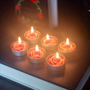 Pack of 6 Rose Shaped Tea Lights
