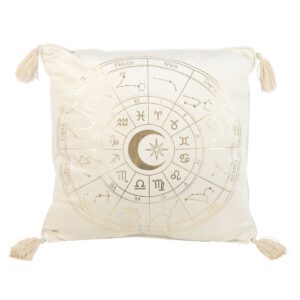 Square Off White Astrology Wheel Cushion – 35cm