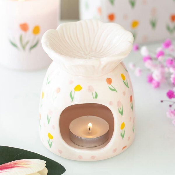 Tulip Print Oil Burner & Wax Melt Burner