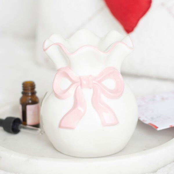 White and Pink Bow Oil Burner & Wax Melt Burner