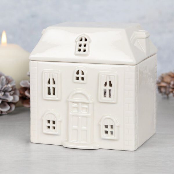 White Ceramic House Oil Burner & Wax Melt Burner