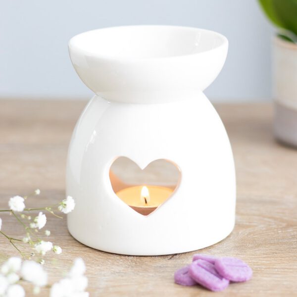 White Heart Cut Out Oil Burner & Wax Melt Burner