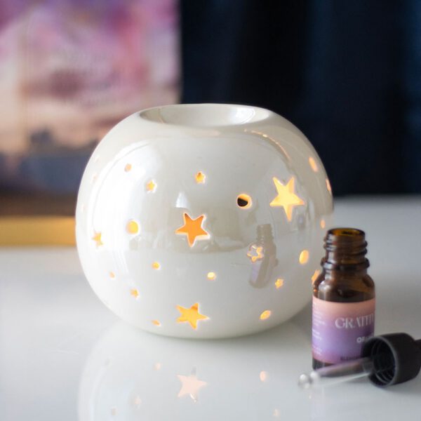 White Iridescent Star Oil Burner & Wax Melt Burner