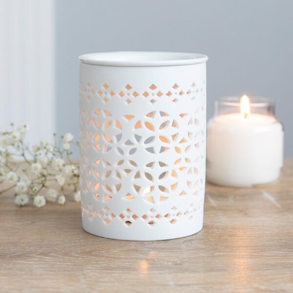 White Matte Cut Out Oil Burner & Wax Melt Burner