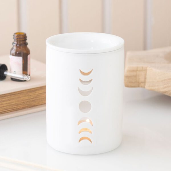 White Moon Phase Cut Out Oil Burner & Wax Melt Burner