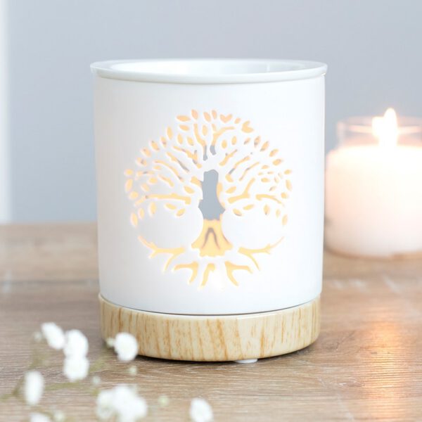 White Tree of Life Cut Out Oil Burner & Wax Melt Burner