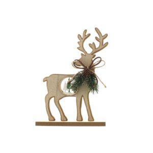 Wooden Reindeer Standing Ornament – 21cm